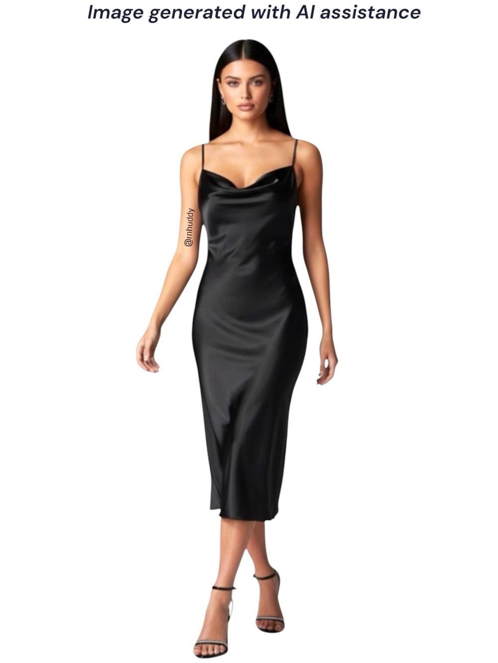 Bebe M black satin midi slip dress - Picture 1 of 9
